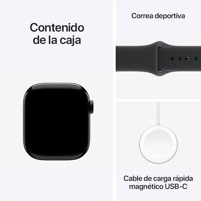 Apple Watch Series 11 de 42 mm, aluminio negro azabache con correa deportiva negra, S-M (consulta de producto 9)