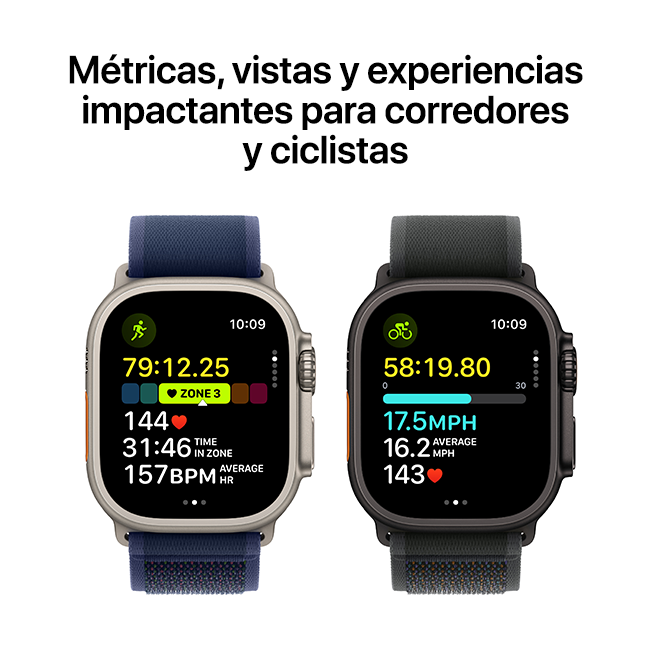 Apple Watch Ultra 2 de 49 mm, titanio natural con correa Trail azul, S-M (consulta de producto 5)