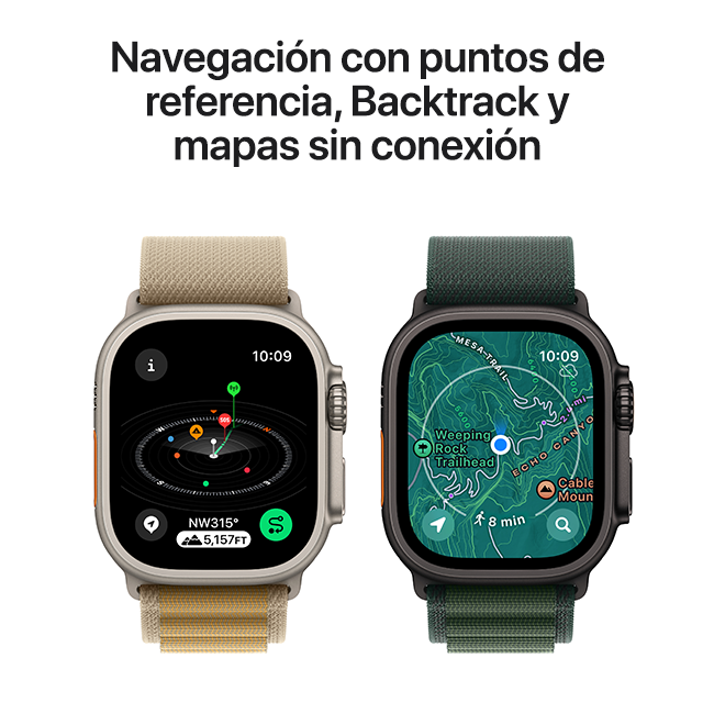 Apple Watch Ultra 2 de 49 mm, titanio natural con correa Trail azul, S-M (consulta de producto 7)