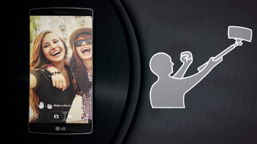 Toma mejores selfies y míralas al instante con la cámara delantera de avanzada del LG G Flex 2