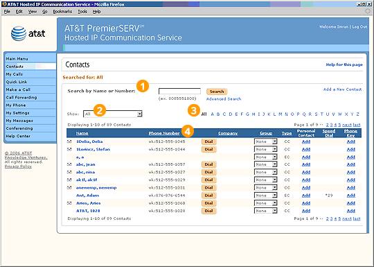 Screen capture - Contacts