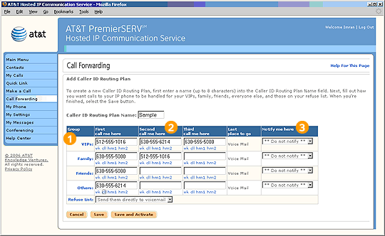 Screen capture - Call Forwarding - Add Caller ID Routing Plan