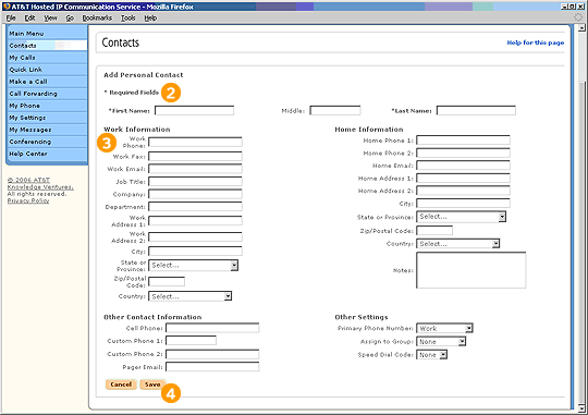 Screen capture - Contacts - Add Perosnal Contact