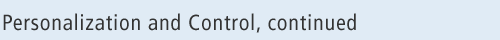 Personalization and Control, continued
