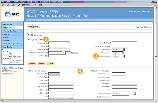 Screen capture - Employees - Add New Employee