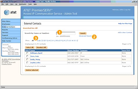 Screen capture - Employees