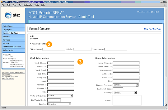 Screen capture - External Contacts - Add/Edit Contact
