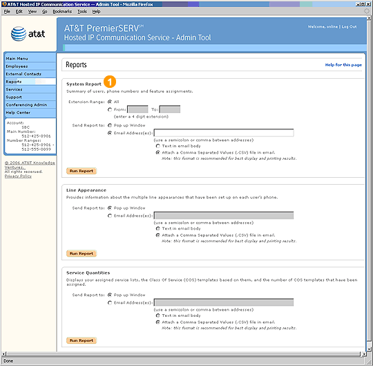 Screen capture - Reports