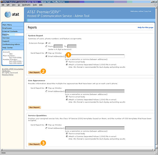 Screen capture - Reports