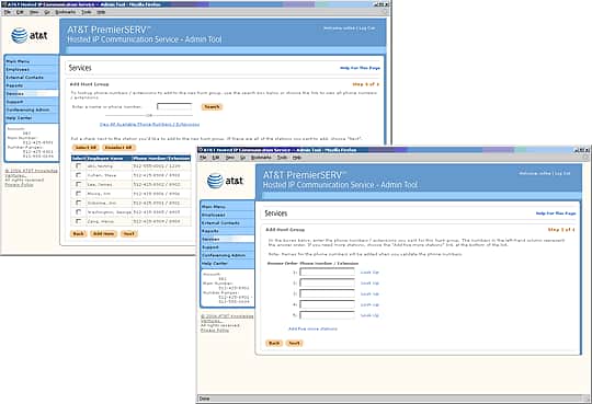 Screen capture - Services - Add Hunt Group - Step 3 of 4
