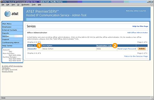 Screen capture - Services - Office Administrator