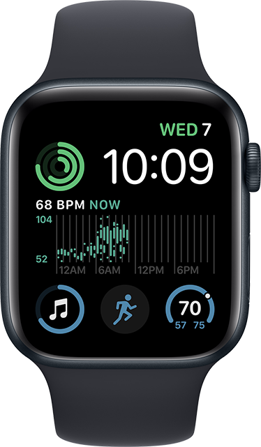 Apple Watch SE 2.ª gen., (2022) de 44 mm, aluminio azul medianoche con correa deportiva azul medianoche, S/M