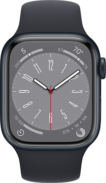 Apple Watch Series 8 - 41 mm - Aluminio azul medianoche, correa deportiva azul medianoche, M/L