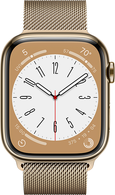 Apple Watch Series 8 - 45mm - Gold Steel Gold Milanese Loop
