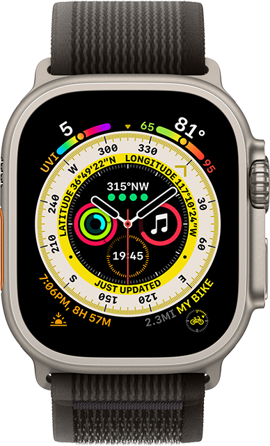 Apple Watch Ultra de 49 mm, titanio con correa Trail negro/gris, S/M