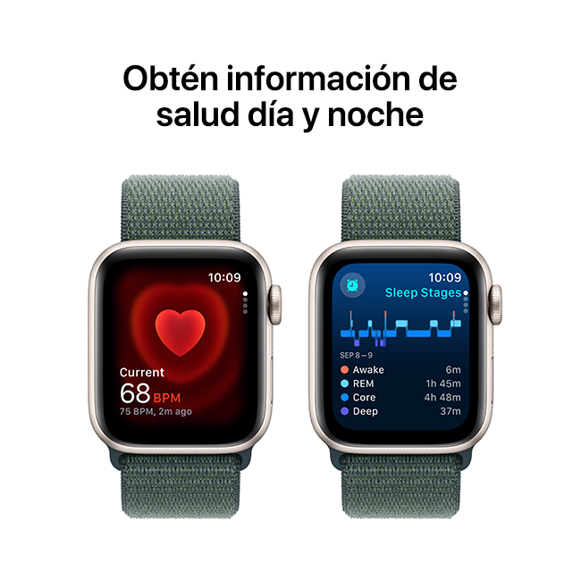 Apple Watch SE 2.ª gen. (2022), 40 mm, aluminio blanco estelar con correa deportiva verde lago (consulta de producto 6)