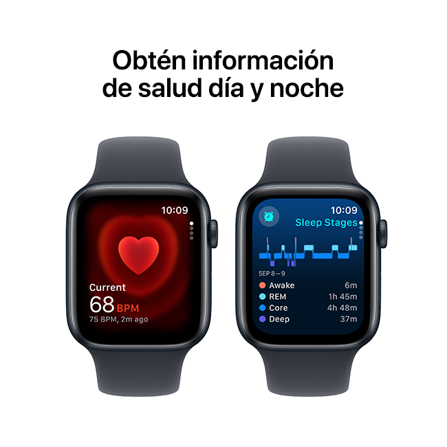 Apple Watch SE 2.ª gen., (2022) de 44 mm, aluminio medianoche con correa deportiva medianoche, M-L (consulta de producto 6)