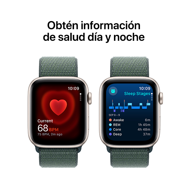 Apple Watch SE 2.ª gen. (2022), 44 mm, aluminio blanco estelar con correa deportiva verde lago (consulta de producto 6)