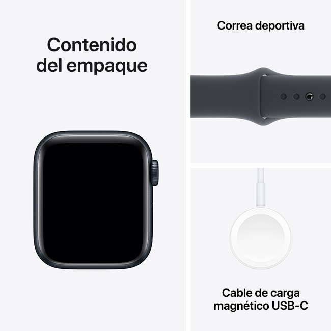 Apple Watch SE 2.ª gen., (2022) de 40 mm, aluminio medianoche con correa deportiva medianoche, S-M (consulta de producto 8)