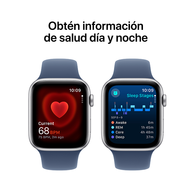 Apple Watch SE 2.ª gen. (2022) de 44 mm, aluminio plateado con correa deportiva de denim, S-M (consulta de producto 6)