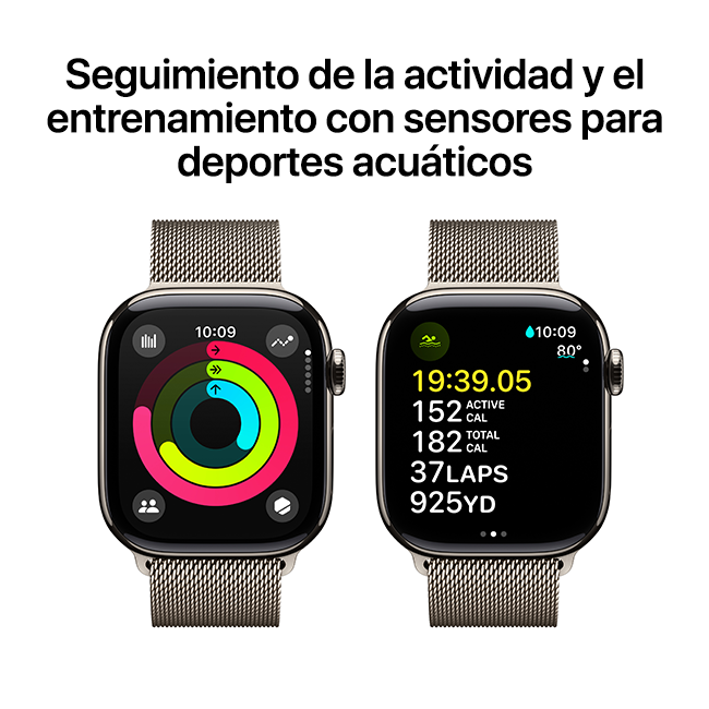 Apple Watch Series 10 de 42 mm, titanio natural con correa Milanese Loop natural (consulta de producto 5)