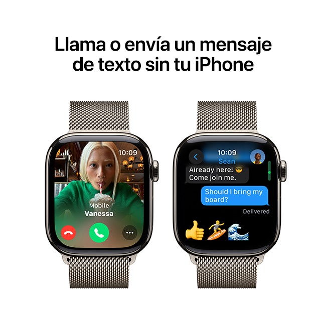 Apple Watch Series 10 de 42 mm, titanio natural con correa Milanese Loop natural (consulta de producto 8)