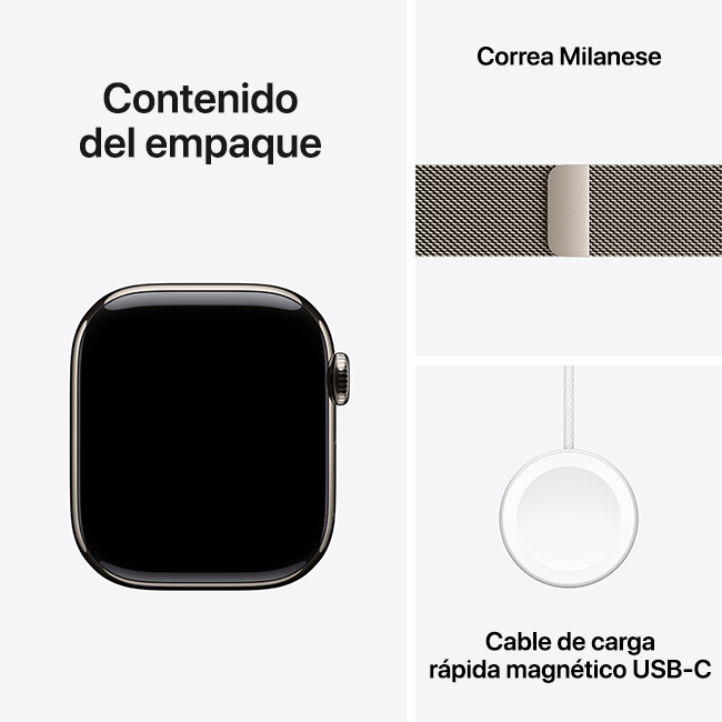 Apple Watch Series 10 de 42 mm, titanio natural con correa Milanese Loop natural (consulta de producto 10)