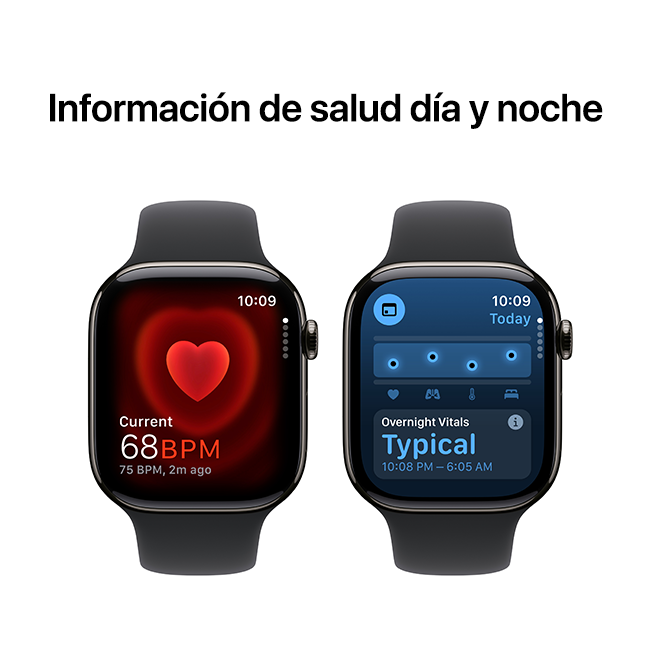 Apple Watch Series 10 de 46 mm, titanio color pizarra con correa deportiva negra, M-L (consulta de producto 6)