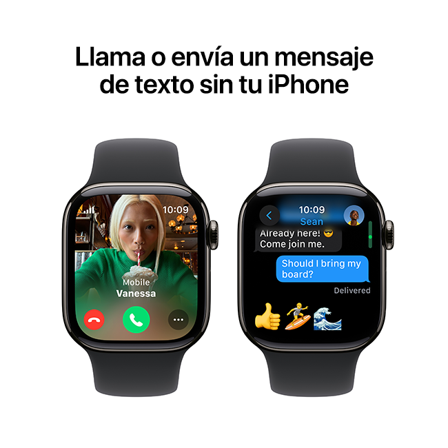 Apple Watch Series 10 de 42 mm, titanio color pizarra con correa deportiva negra, S-M (consulta de producto 8)
