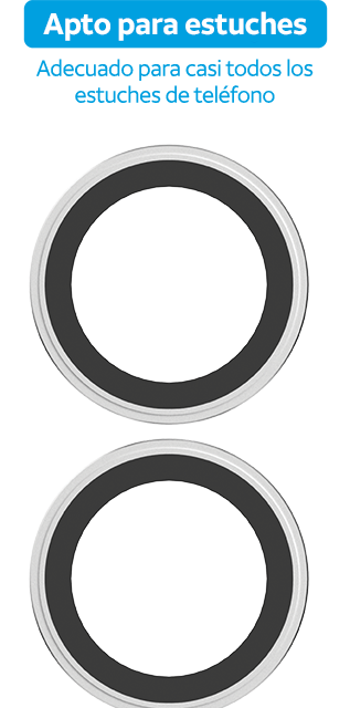 Anillos protectores de vidrio para cámara AT&T Essentials, plateado metálico - iPhone 16/16 Plus