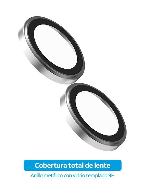 Anillos protectores de vidrio para cámara AT&T Essentials, plateado metálico - iPhone 16/16 Plus
