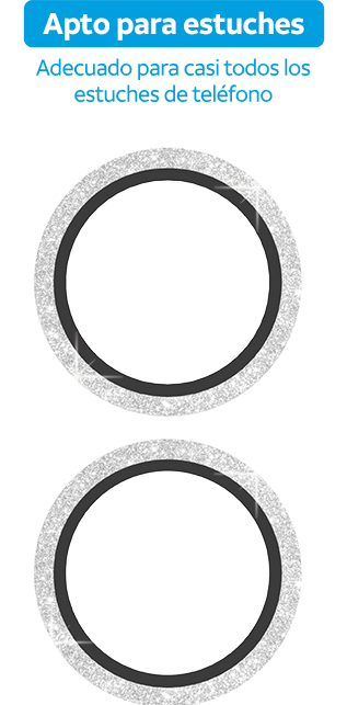 Anillos protectores de vidrio para cámara AT&T Essentials para iPhone 16/16 Plus, con brillos plateados (consulta de producto 1)