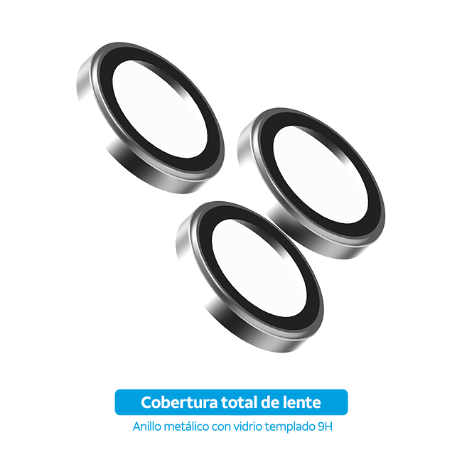 Anillos protectores de vidrio para cámara AT&T Essentials, plateado metálico - iPhone 16 Pro/16 Pro Max