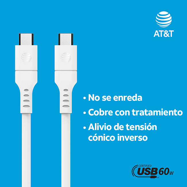 Cable USB C a tipo C AT&T Essentials de 8 pies