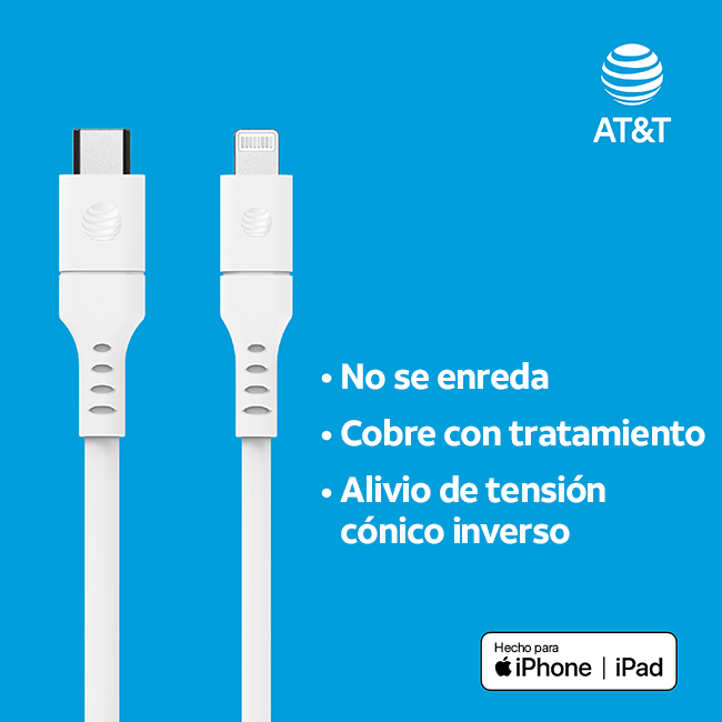 Cable USB C a Lightning AT&T Essentials de 6 pies