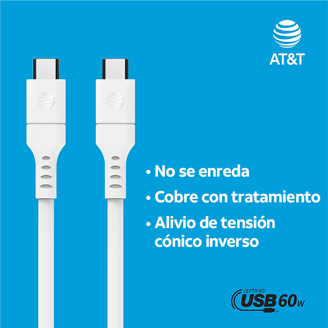 Cable USB C a tipo C AT&T Essentials de 6 pies