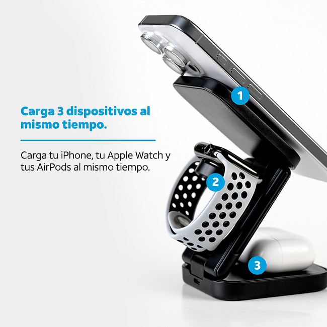 Base de carga plegable y portátil 3 EN 1 AT&T Essentials, negro (consulta de producto 2)