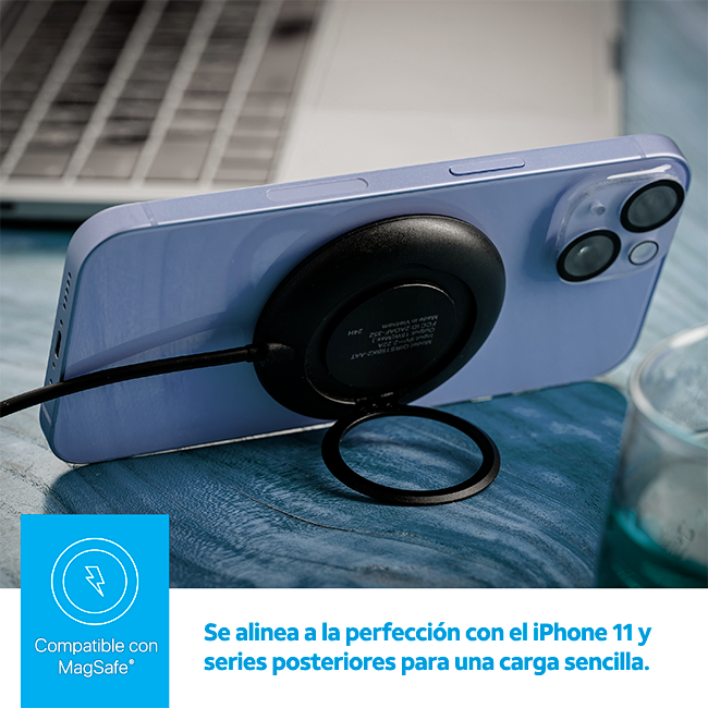 Almohadilla de carga inalámbrica magnética + soporte con aro AT&T Essentials