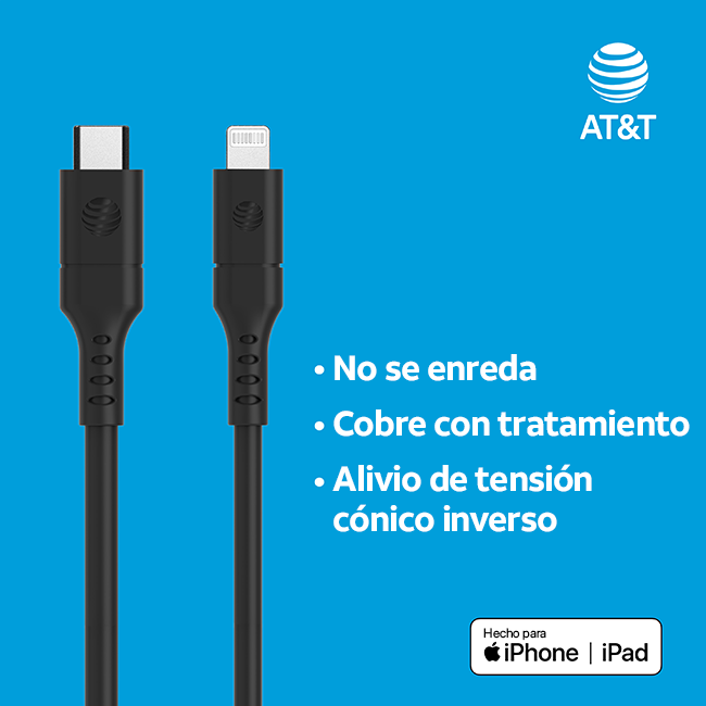 Cable USB C a Lightning AT&T Essentials de 6 pies