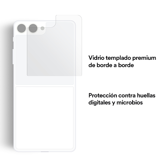 Protector para pantalla de vidrio templado BodyGuardz Pure3 para el Samsung Galaxy Z Flip7, transparente (consulta de producto 5)