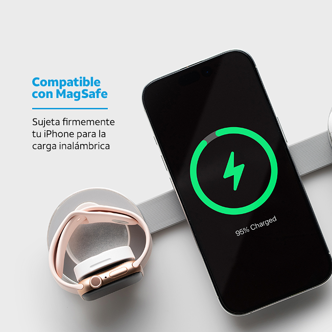 Almohadilla de carga magnética inalámbrica y plegable AT&T Essentials 3 EN 1, plateado (consulta de producto 4)