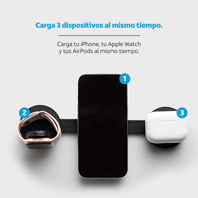 Almohadilla de carga magnética inalámbrica y plegable AT&T Essentials 3 EN 1