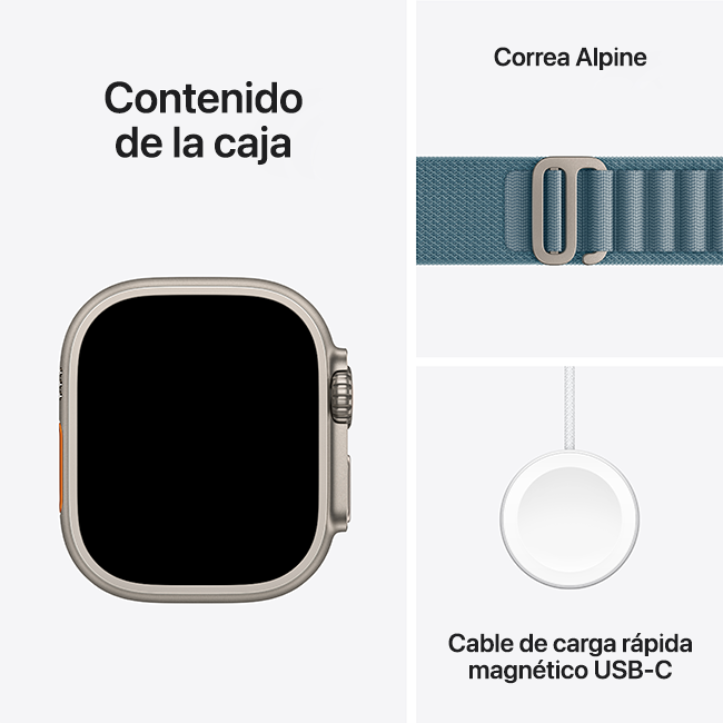 Apple Watch Ultra 3 49 mm, titanio natural con correa Alpine azul claro, Small (consulta de producto 8)