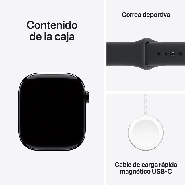 Apple Watch Series 11 de 46 mm, aluminio negro azabache con correa deportiva negra, M-L (consulta de producto 9)