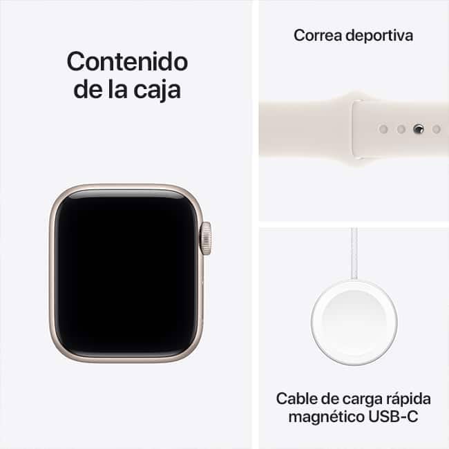 Apple Watch SE 3 de 40 mm, aluminio blanco estelar con correa deportiva blanco estelar, S-M (consulta de producto 9)