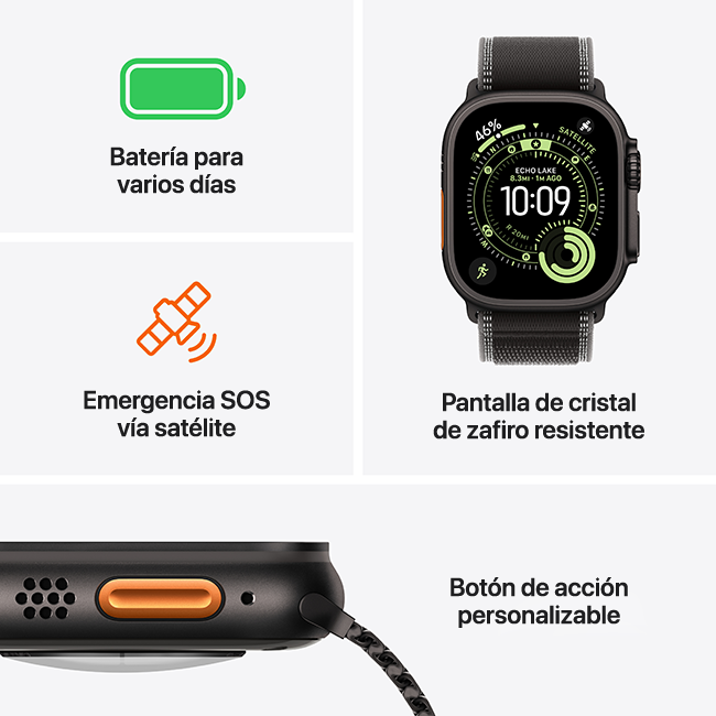 Apple Watch Ultra 3 de 49 mm, titanio natural con correa Milanese natural, Large (consulta de producto 3)