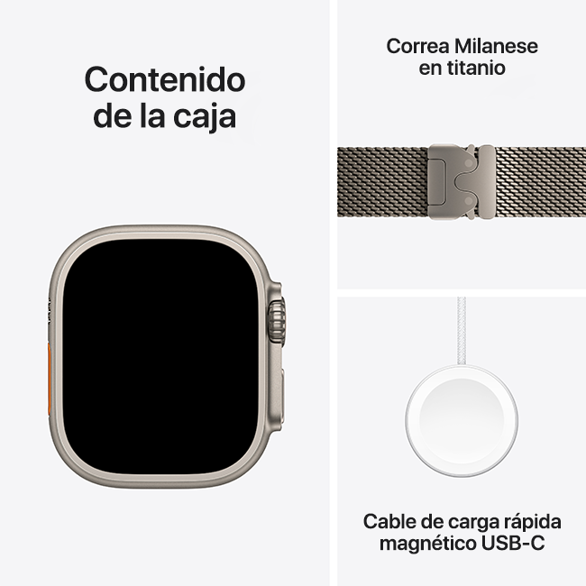Apple Watch Ultra 3 de 49 mm, titanio natural con correa Milanese natural, Large (consulta de producto 9)