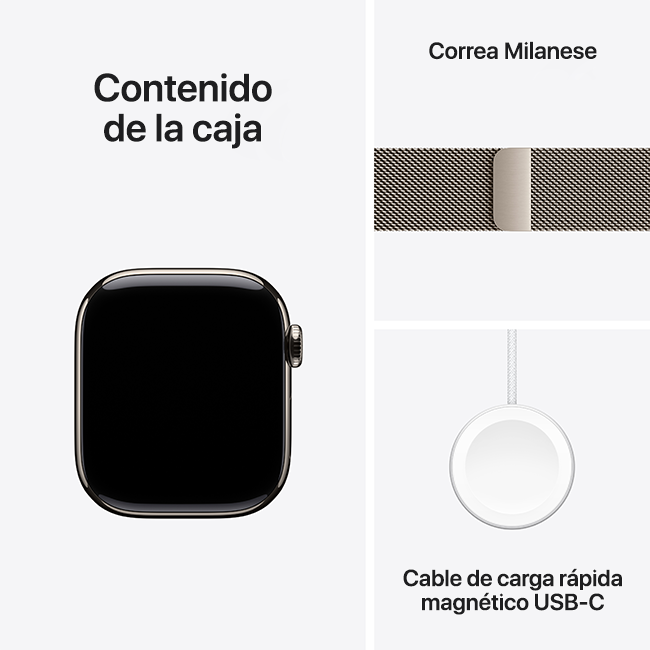 Apple Watch Series 11 de 42 mm, titanio natural con correa deportiva gris piedra, M-L (consulta de producto 9)