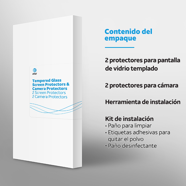 Protectores para pantalla de vidrio templado AT&T Essentials, paquete de 2 + protectores para cámara, paquete de 2 - iPhone 17 Pro Max