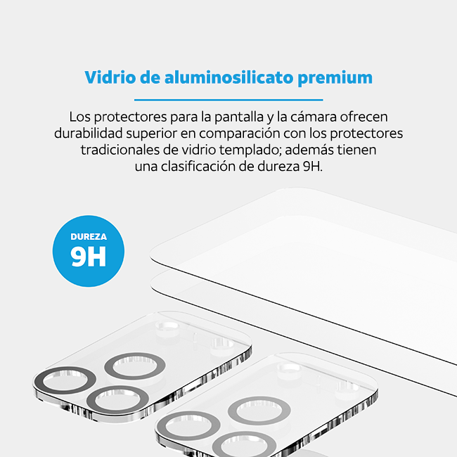 Protectores para pantalla de vidrio templado AT&T Essentials, paquete de 2 + protectores para cámara, paquete de 2 - iPhone 17 Pro Max
